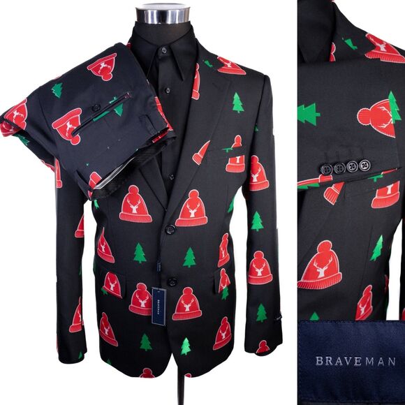 Other - BRAVEMAN Ugly Christmas Blazer Suit 2pc 42R Pants W36xUnhemmed NWT